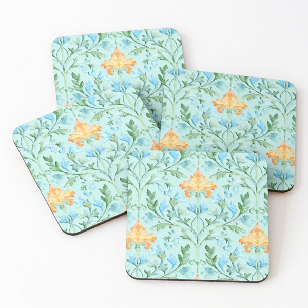 Item preview, Elegant Botanical Florentine Damask in Blue and Green  designed and sold by micklyn.