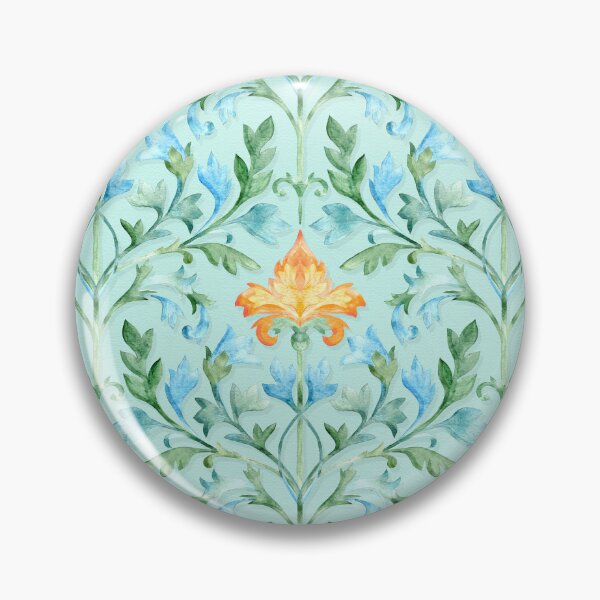Item preview, Elegant Botanical Florentine Damask in Blue and Green  designed and sold by micklyn.