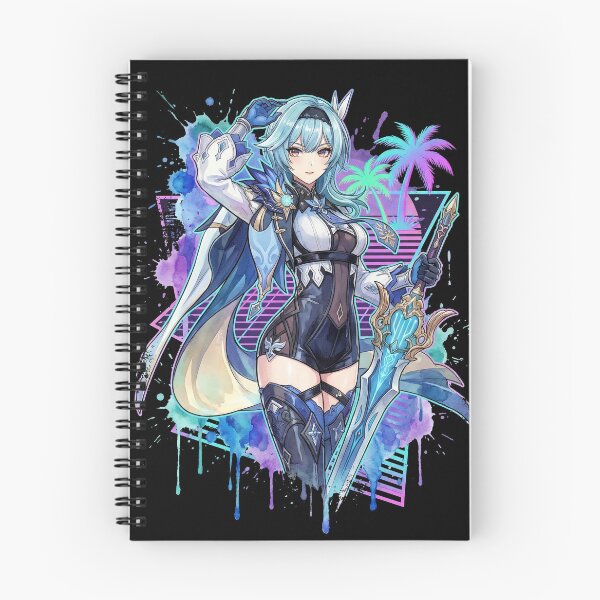 Item preview, Genshin Impact Eula Vaporwave Neon Grid Japanese Text Portrait designed and sold by Senpaiwaves.