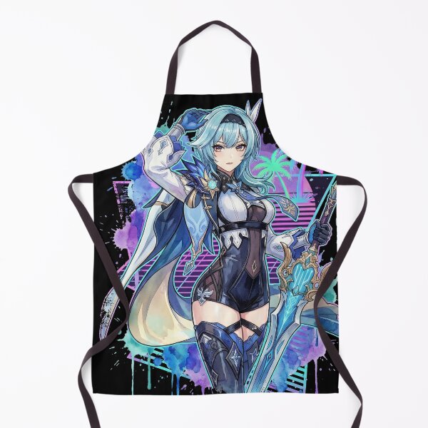 Item preview, Genshin Impact Eula Vaporwave Neon Grid Japanese Text Portrait designed and sold by Senpaiwaves.