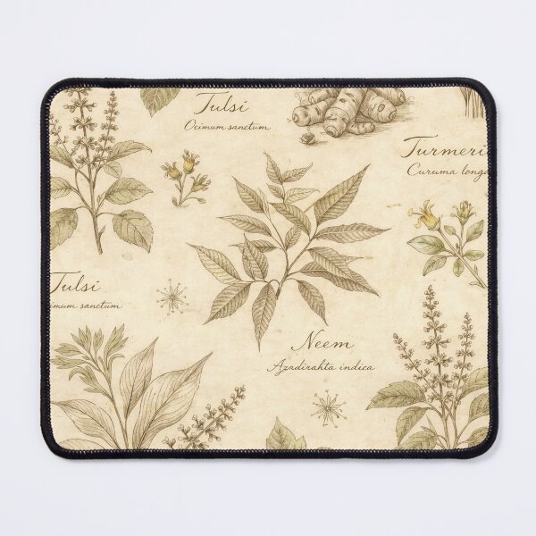 Item preview, Vintage Apothecary Botanical: Tulsi, Neem, & Turmeric Seamless Pattern designed and sold by OpenDreamArts.