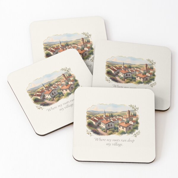 Item preview, Peaceful Rural Village Landscape Watercolor Art designed and sold by MCV-Designs.