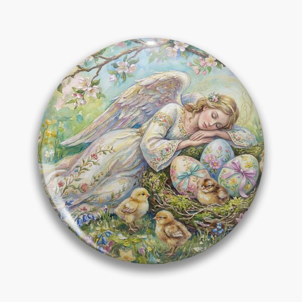 Item preview, Sleeping Guardian Angel with Easter Eggs and Chicks designed and sold by M-Y-A-R-T-.