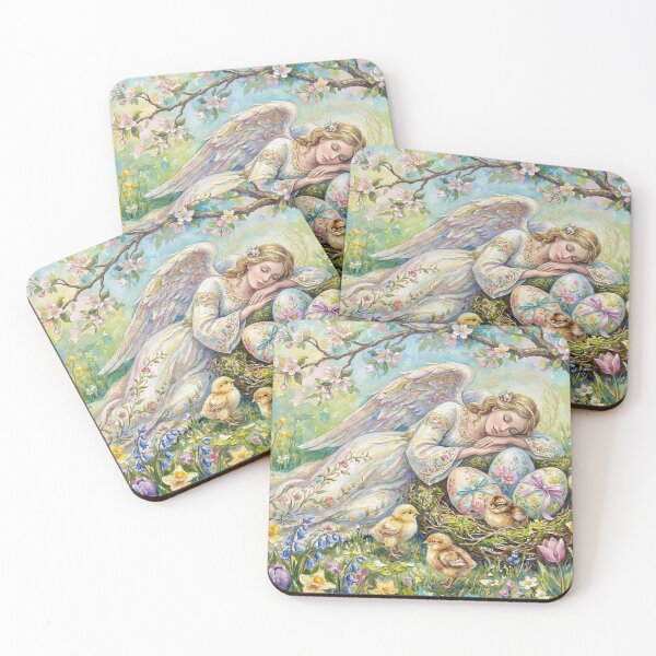 Item preview, Sleeping Guardian Angel with Easter Eggs and Chicks designed and sold by M-Y-A-R-T-.