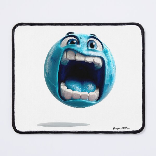 Item preview, Screaming Blue Cartoon Face - Expressive Funny Emoji Style Art Print designed and sold by DesignArtist.ia.