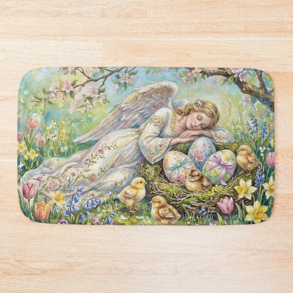 Item preview, Sleeping Guardian Angel with Easter Eggs and Chicks designed and sold by M-Y-A-R-T-.
