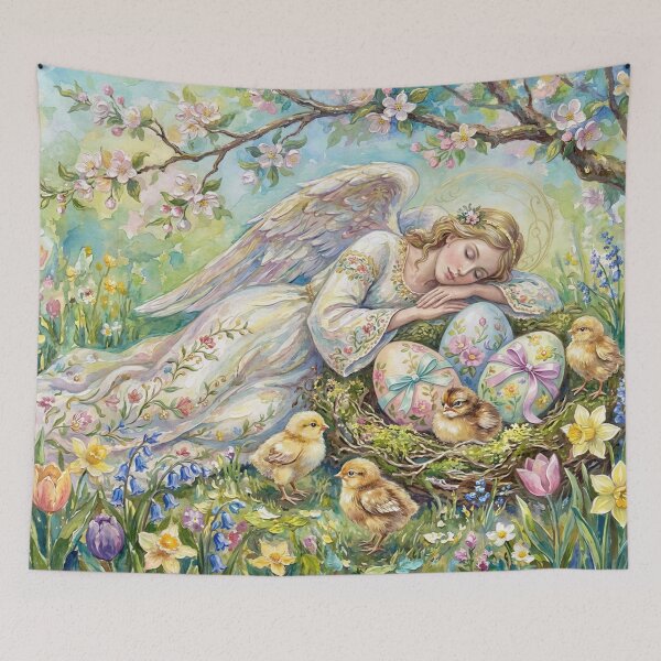 Item preview, Sleeping Guardian Angel with Easter Eggs and Chicks designed and sold by M-Y-A-R-T-.