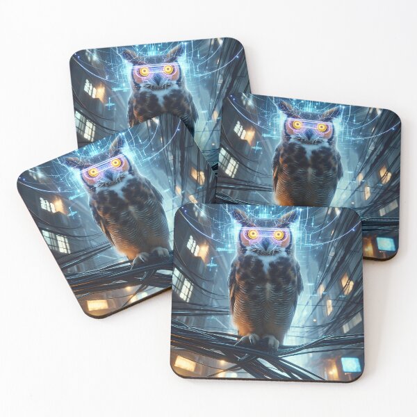 Item preview, Cyberpunk Tech Owl Vigilante Night Art designed and sold by NUTMA Design.