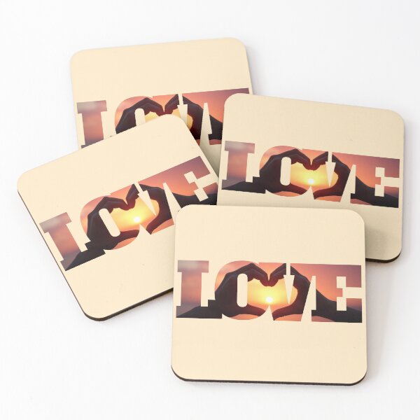 Item preview, Heart Hands Sunset - "LOVE" Typography Photo Mask designed and sold by PriyaMagic.