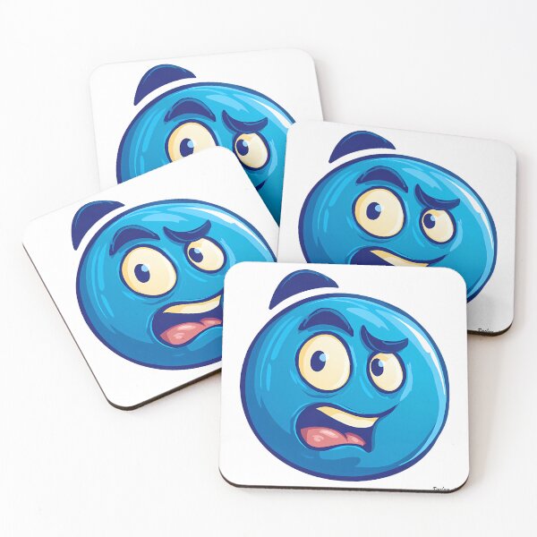 Item preview, Worried Blue Cartoon Face - Expressive Funny Emoji Style Art Print designed and sold by DesignArtist.ia.