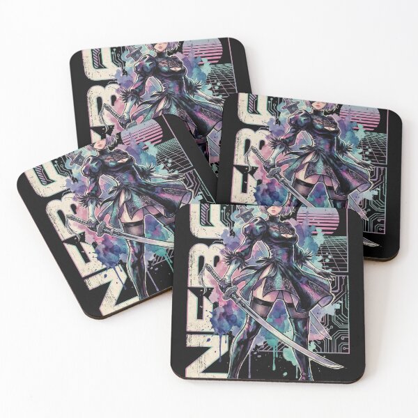 Item preview, 2B YoRHa NieR Vaporwave Retro 80s Pink Teal Portrait designed and sold by Senpaiwaves.