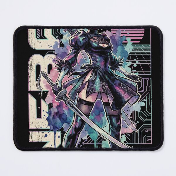 Item preview, 2B YoRHa NieR Vaporwave Retro 80s Pink Teal Portrait designed and sold by Senpaiwaves.