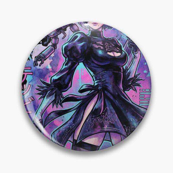 Item preview, NieR Automata 2B Vaporwave Glitch Palm Sunset Neon Grid Art designed and sold by Senpaiwaves.