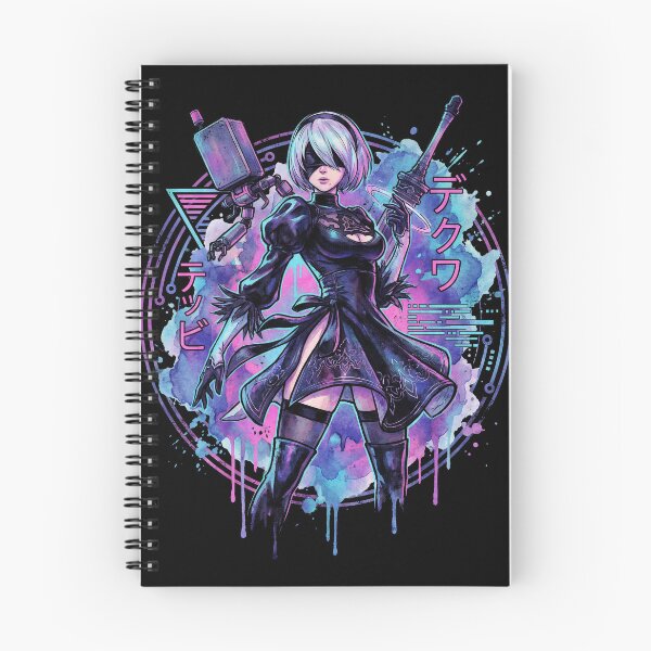 Item preview, NieR Automata 2B Vaporwave Glitch Palm Sunset Neon Grid Art designed and sold by Senpaiwaves.