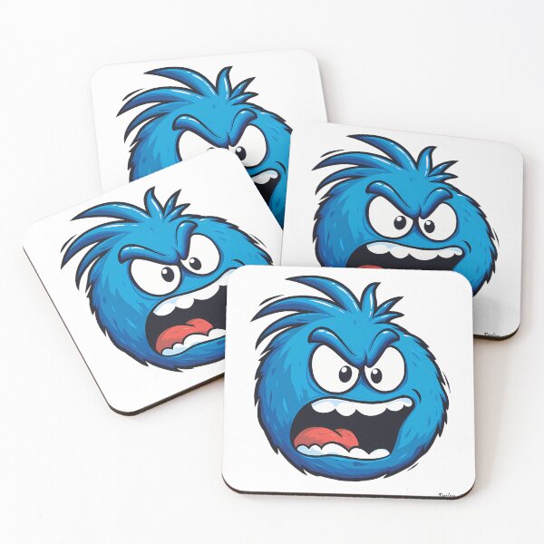 Item preview, Angry Blue Furry Monster Face - Expressive Funny Cartoon Art Print designed and sold by DesignArtist.ia.