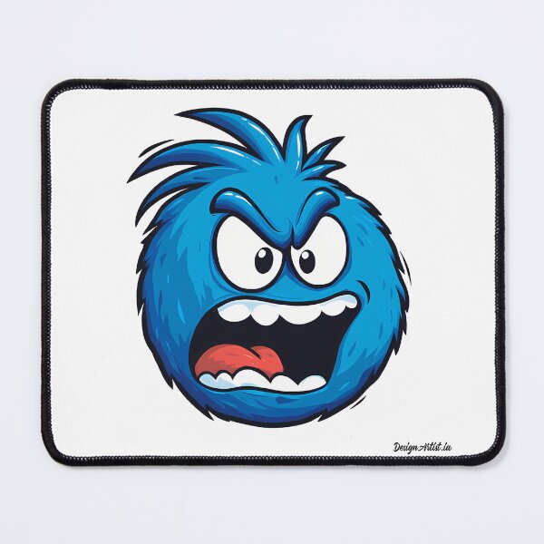 Item preview, Angry Blue Furry Monster Face - Expressive Funny Cartoon Art Print designed and sold by DesignArtist.ia.