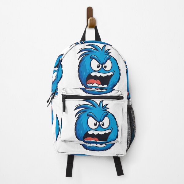 Item preview, Angry Blue Furry Monster Face - Expressive Funny Cartoon Art Print designed and sold by DesignArtist.ia.