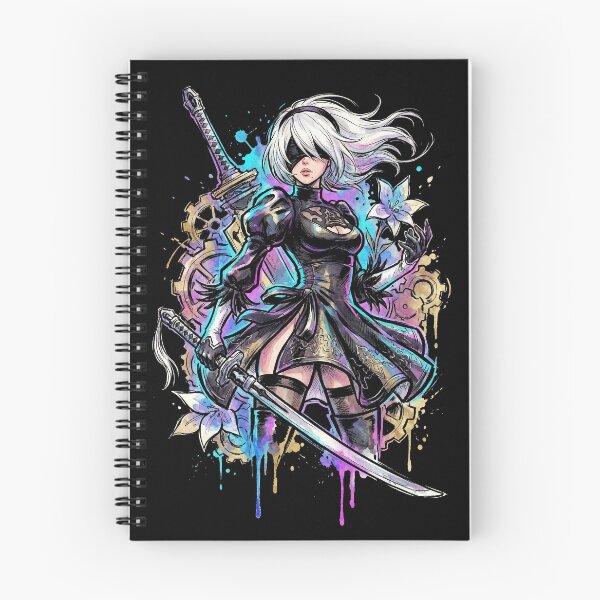 Item preview, 2B NieR Vaporwave Retro Wave Pink Blue Gradient Portrait designed and sold by Senpaiwaves.
