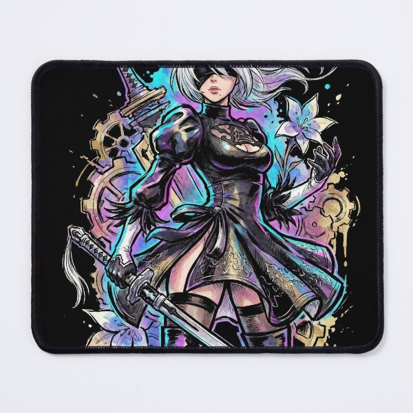 Item preview, 2B NieR Vaporwave Retro Wave Pink Blue Gradient Portrait designed and sold by Senpaiwaves.
