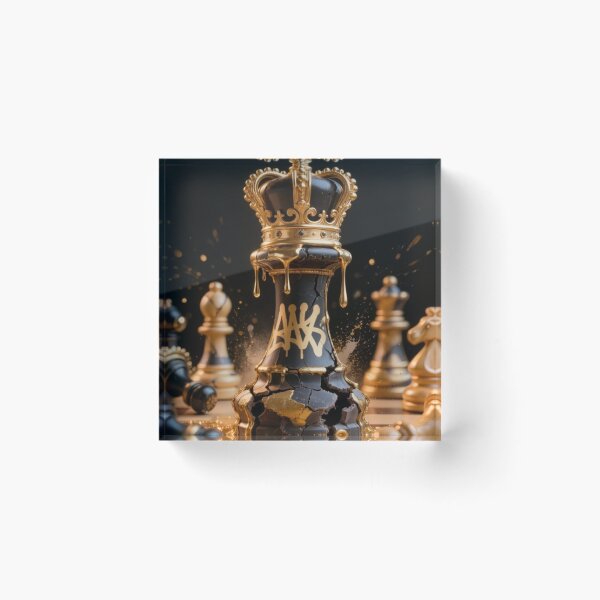 Item preview, Dark Gold Chess King Cracked Graffiti Luxury Street Art Print designed and sold by sayntastic.
