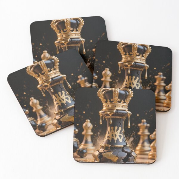 Item preview, Dark Gold Chess King Cracked Graffiti Luxury Street Art Print designed and sold by sayntastic.