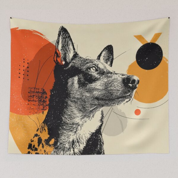 Item preview, Dog artwork with abstract shapes designed and sold by anytka.