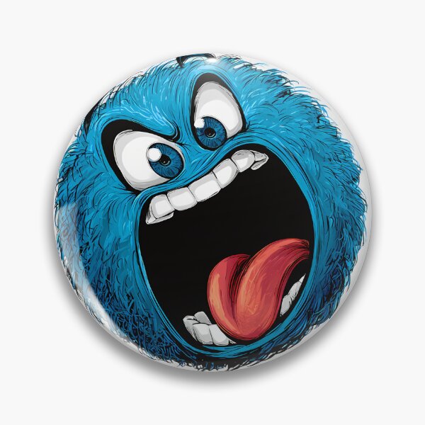 Item preview, Crazy Blue Furry Monster Face - Expressive Funny Cartoon Art Print designed and sold by DesignArtist.ia.