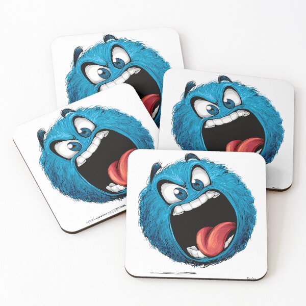 Item preview, Crazy Blue Furry Monster Face - Expressive Funny Cartoon Art Print designed and sold by DesignArtist.ia.