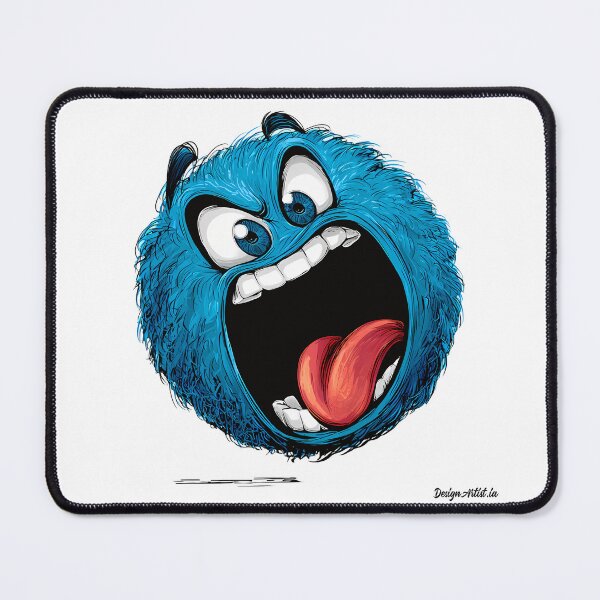 Item preview, Crazy Blue Furry Monster Face - Expressive Funny Cartoon Art Print designed and sold by DesignArtist.ia.