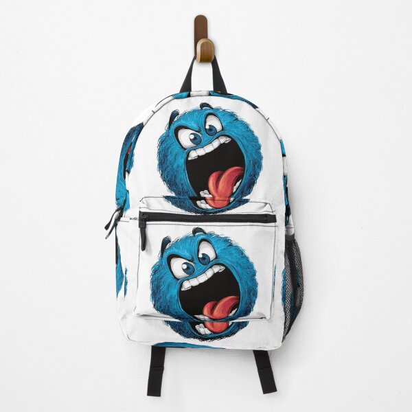 Item preview, Crazy Blue Furry Monster Face - Expressive Funny Cartoon Art Print designed and sold by DesignArtist.ia.