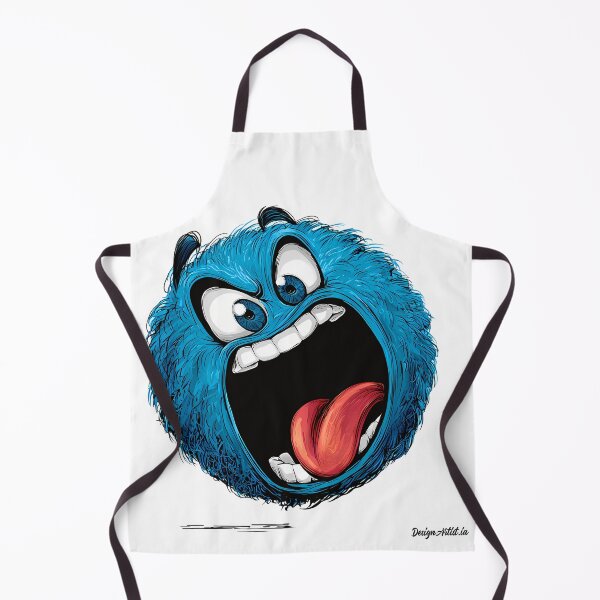 Item preview, Crazy Blue Furry Monster Face - Expressive Funny Cartoon Art Print designed and sold by DesignArtist.ia.