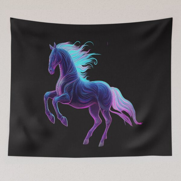 Item preview, Cyberpunk Horse - Neon Synthwave Stallion - 6th Dimension Spirit Art designed and sold by RS-Globalist-.