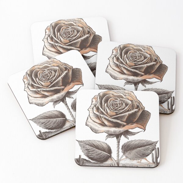 Item preview, Desert Rose Illustration – Vintage Botanical Flower in Arid Landscape designed and sold by AleksaDesignMTL.