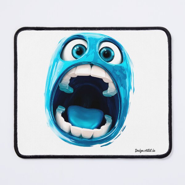 Item preview, Screaming Blue Cartoon Face - Expressive Funny Emoji Style Art Print designed and sold by DesignArtist.ia.