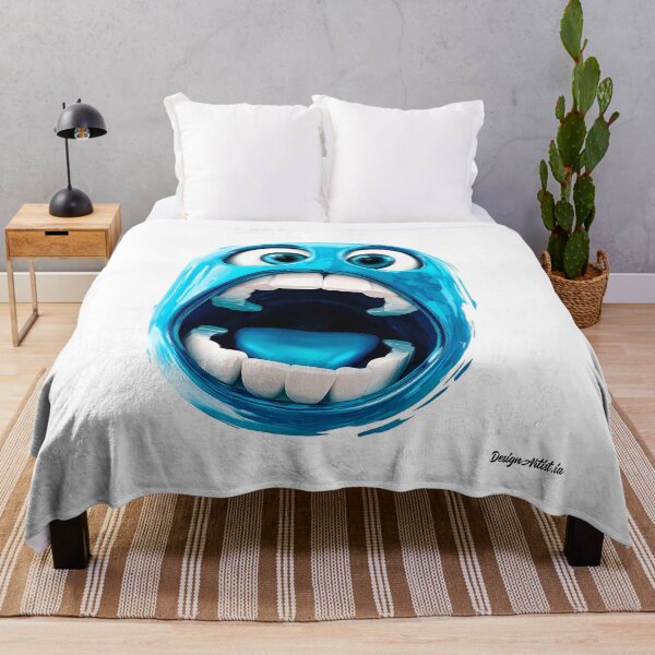 Item preview, Screaming Blue Cartoon Face - Expressive Funny Emoji Style Art Print designed and sold by DesignArtist.ia.