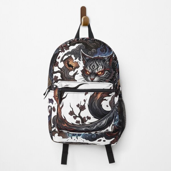 Item preview, Nekomata Japanese Demon Cat Tattoo Style Yokai Art designed and sold by UltimateJapan.