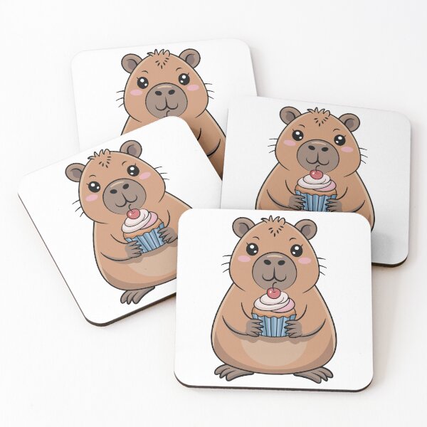 Artikelvorschau, Cute Capybara with Cupcake – Kawaii Sweet Dessert Animal entworfen und verkauft von OlGe.