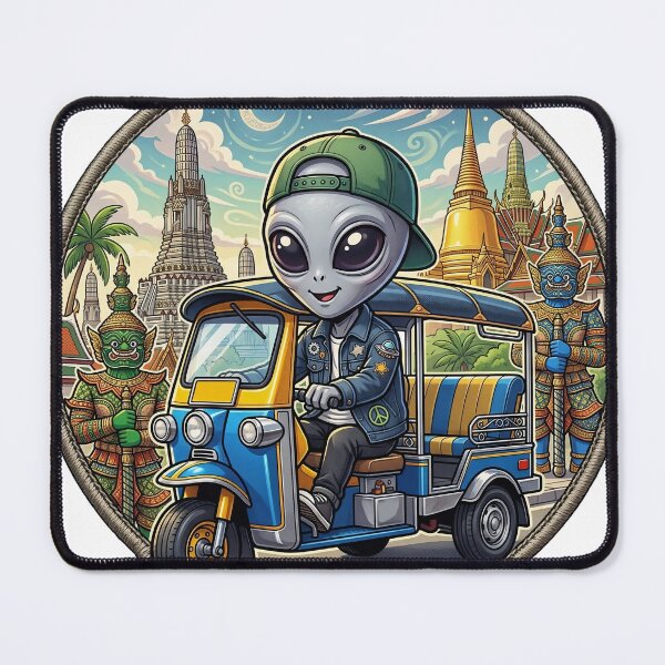 Item preview, Tour en tuk-tuk con adorables extraterrestres por Tailandia - Arte callejero de Bangkok designed and sold by Sunkhung.
