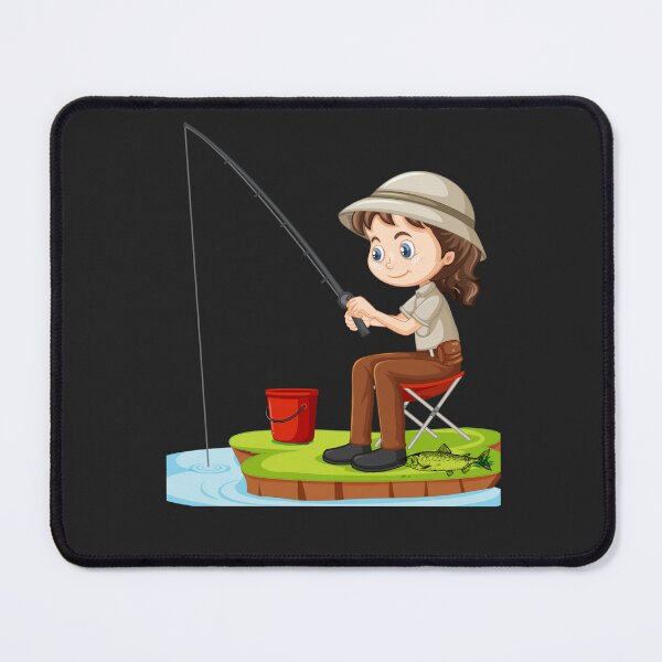 Item preview, Cute Kid Fishing Cartoon Illustration – Funny Angler Design with Fish Catch designed and sold by photoart1854.