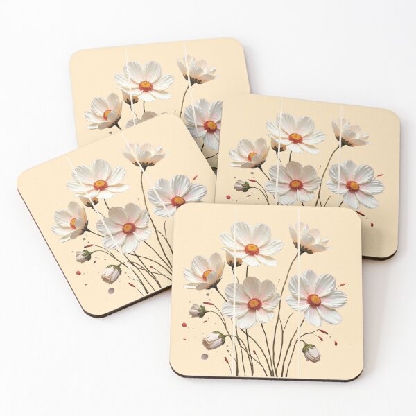 Item preview, White Cosmos Triptych - Segmented Botanical Floral Art designed and sold by PriyaMagic.