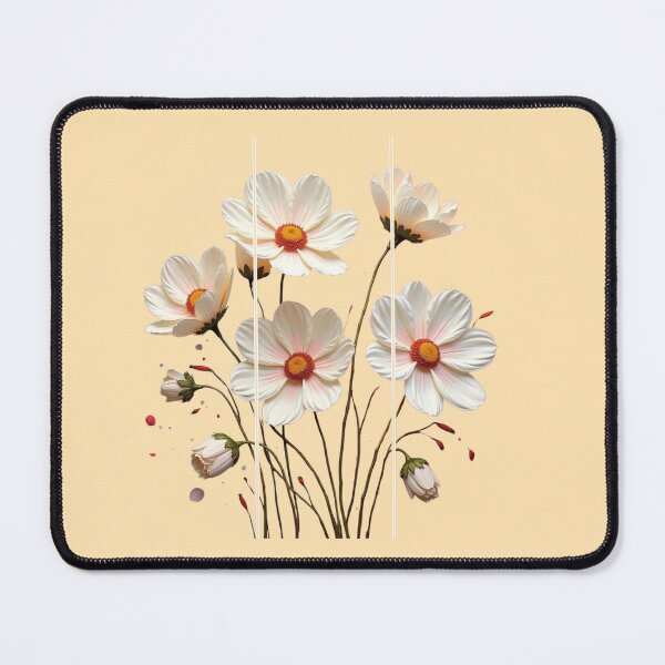 Item preview, White Cosmos Triptych - Segmented Botanical Floral Art designed and sold by PriyaMagic.