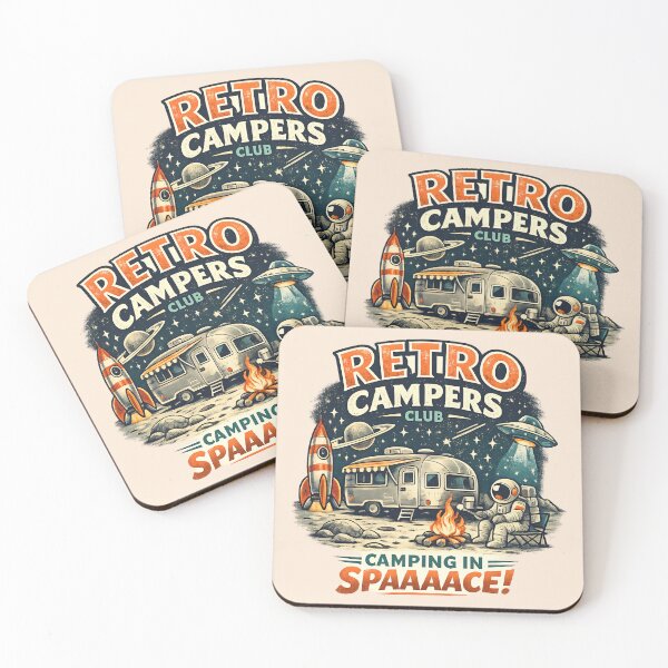 Item preview, Retro Campers Club - Camping in Space - Vintage Sci-Fi Astronaut Campfire Design designed and sold by Duellator.