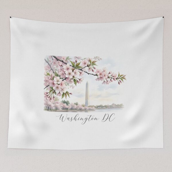 Item preview, Washington DC Watercolor Cherry Blossom Branch Monument designed and sold by Fenay Designs.