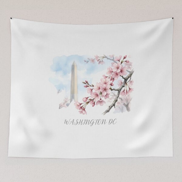 Item preview, Washington DC Watercolor Monument Cherry Blossom Branch designed and sold by Fenay Designs.