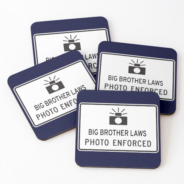 Item preview, BIG BROTHER LAWS PHOTO ENFORCED - White Traffic Sign Sticker designed and sold by Taze the Moon.