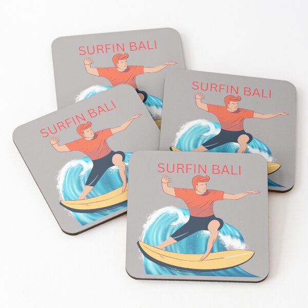 Item preview, Surfin Bali Retro Surfing Illustration – Tropical Wave Rider Beach Vibes designed and sold by photoart1854.