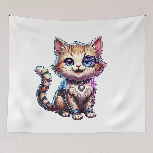 Item preview, Cyberpunk Kitten - Kawaii Future Cat - 6th Dimension Warrior Pet designed and sold by RS-Globalist-.