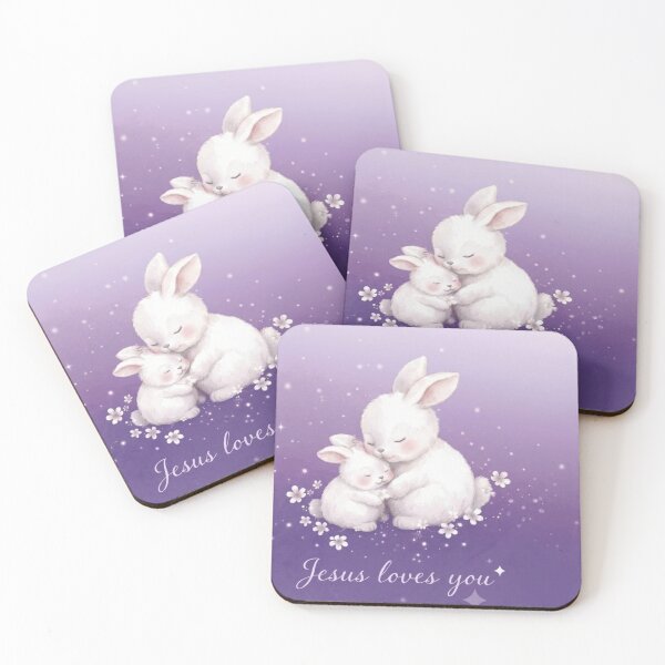 Item preview, Cute Bunny Jesus Loves You Christian Aesthetic | Soft Pastel Faith Illustration | Christian Gift for Women designed and sold by lindalifepeace.