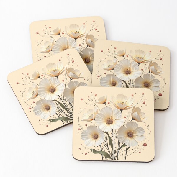 Item preview, Petals in Shadow - Modern Abstract White Flower Bouquet designed and sold by PriyaMagic.