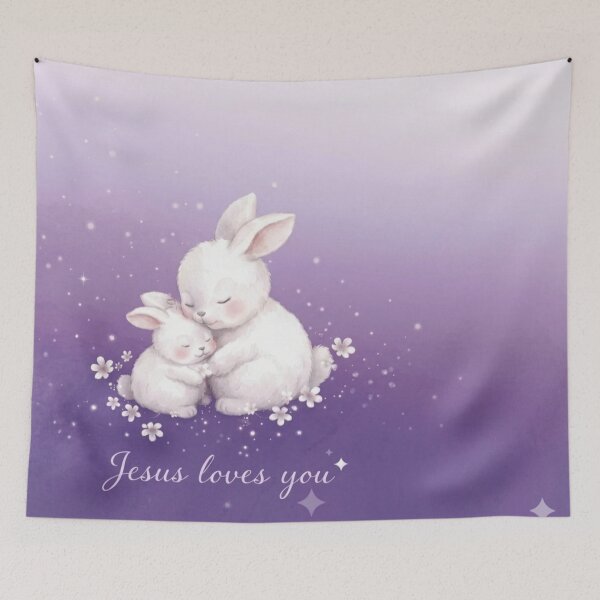 Item preview, Cute Bunny Jesus Loves You Christian Aesthetic | Soft Pastel Faith Illustration | Christian Gift for Women designed and sold by lindalifepeace.